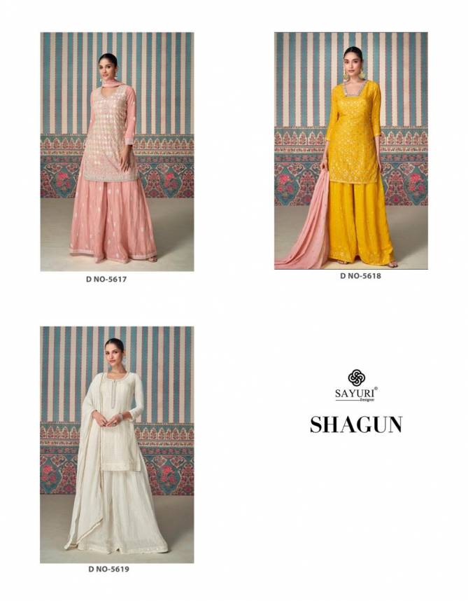 Shagun By Sayuri Designer Chinon Silk Surat Readymade Suits Wholesale Market